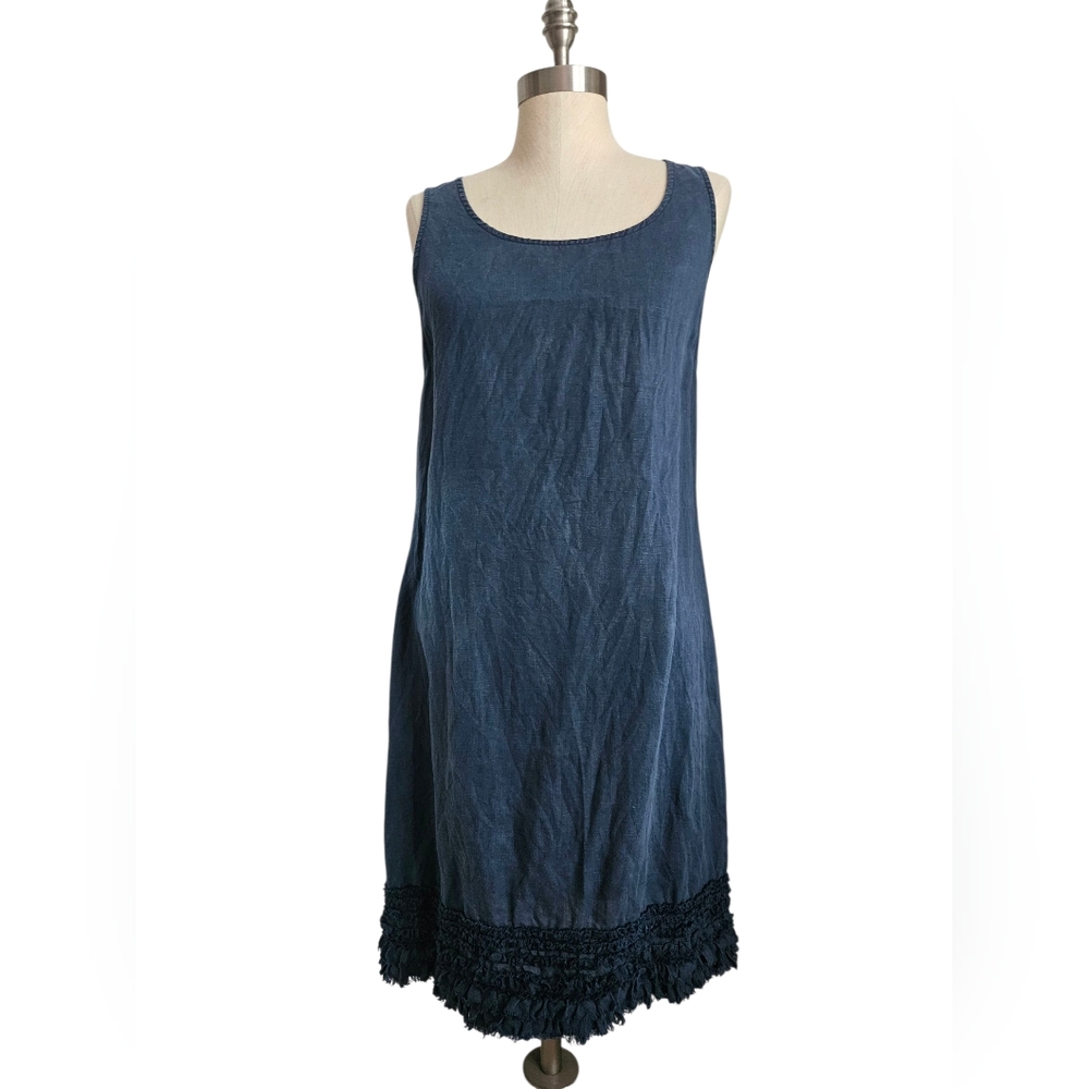 TOMMY BAHAMA Navy Linen Ruffle Hem Dress | SZ SP - Picture 3 of 11